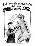 AND NOW FOR TODAY'S FEATURE ART FILM... GODZILLA MEETS RODIN. Monster shak…" - New Yorker Cartoon Premium Giclee Print by Stephanie Skalisky