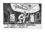 Angel over the head of street sweeper's head as he finds a doll in the trash. - New Yorker Cartoon Premium Giclee Print by Jr., John Held