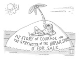 An old castaway sits on a deserted island. Below him is written in the san…" - New Yorker Cartoon Premium Giclee Print by Isaac Littlejohn Eddy