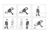 Man running to work because he is late takes time to stop and look at a wo… - New Yorker Cartoon Reproduction procédé giclée Premium par Joseph Farris