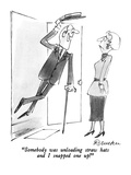 "Somebody was unloading straw hats and I snapped one up!" - New Yorker Cartoon Premium Giclee Print by Boris Drucker