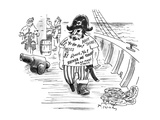 Pirate with T-shirt printed with 'Pirate phrases'. - New Yorker Cartoon Premium Giclee Print by Mike Twohy