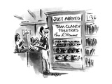 Man in store sees shelves with 'Tom Clancy Toiletries-Pour L'Homme'. - New Yorker Cartoon Premium Giclee Print by Lee Lorenz