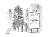 Church Announcement board reads 'Today's Sermon by the Rev. Robert Smith' … - New Yorker Cartoon Premium Giclee Print by James Stevenson
