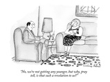 "No, we're not getting any younger, but why, pray tell, is that such a rev…" - New Yorker Cartoon Premium Giclee Print by Victoria Roberts