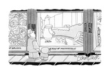 Exhibit in museum is called "Birds Of Manhattan," showing a woman feeding … - New Yorker Cartoon Premium Giclee Print by Gahan Wilson