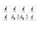 Man walks with his briefcase in his hand and sits down in a reclining chai… - New Yorker Cartoon Premium Giclee Print by Joseph Farris
