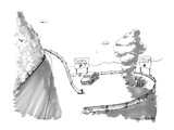 One road sign reads, 'Scenic Overlook,' and another beside a big hole read… - New Yorker Cartoon Premium Giclee Print by Michael Crawford