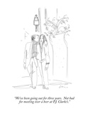 "We've been going out for three years.  Not bad for meeting over a beer at…" - New Yorker Cartoon Premium Giclee Print by Richard Cline