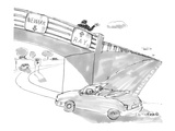 Two road signs on an overpass. One points to 'Newark' and the other points… - New Yorker Cartoon Premium Giclee Print by Michael Crawford
