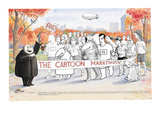 Various New Yorker Cartoon characters in Central Park ready to start the N… - New Yorker Cartoon Premium Giclee Print by Harry Bliss