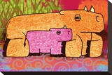 Rhinocéros Reproduction transférée sur toile par Penny Keenan