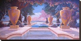 Homage to Parrish Greek Urns Stretched Canvas Print by Victor Valla