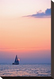 Sunset Pink Sailboat Stretched Canvas Print by Vaughn Garner