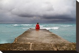 Girl on Wharf I Stretched Canvas Print by Brian Stoneman