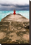 Girl on Wharf III Stretched Canvas Print by Brian Stoneman