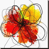 Red Abstract Brush Splash Flower II Stretched Canvas Print by Irena Orlov