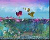 Tulip in the Water Garden Stretched Canvas Print by Christine Simpson