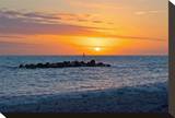 Beach Rocks Sunset Stretched Canvas Print by Vaughn Garner