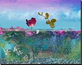 Tulip in the Water Garden Stretched Canvas Print by Christine Simpson