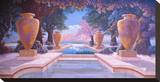Homage to Parrish Greek Urns Stretched Canvas Print by Victor Valla