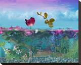 Tulip in the Water Garden Stretched Canvas Print by Christine Simpson