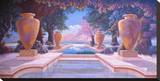 Homage to Parrish Greek Urns Stretched Canvas Print by Victor Valla