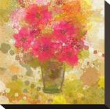Abstract Colorful Flowers in Vase Stretched Canvas Print by Irena Orlov