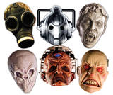 Doctor Who-Monster Halloween 6pk-Cyberman,Smiler,Davros,Weeping Angel,Empty Child & Silent-Face Mas Nieuwigheid