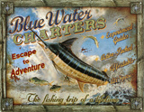 Blue Water Charters Placa de lata