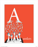 A is for Antlers (red) Posters par Theodor (Dr. Seuss) Geisel