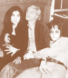 John Lennon, Yoko Ono, and Andy Warhol - Sepia Photo Posters