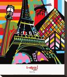 Paris Pop Stretched Canvas Print by  Lobo