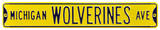Michigan Wolverines Ave Yellow Steel Sign Wall Sign
