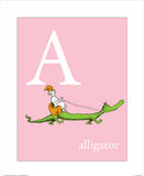 A is for Alligator (pink) Prints by Theodor (Dr. Seuss) Geisel