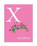 X is for Xylophone (pink) Prints by Theodor (Dr. Seuss) Geisel
