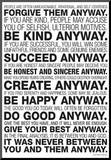 Mother Teresa Anyway Quote Poster Mounted Print