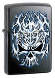 Flaming Chrome Skull - Licorice  Zippo Lighter Lighter