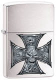 CT Skull Cross - Brush Chrome Zippo Lighter Lighter
