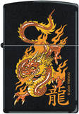 Oriental Orange Dragon - Black Matte Zippo Lighter Lighter