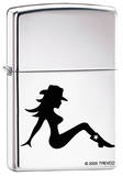 Western Trucker Babe - High Polish Chrome Zippo Lighter Lighter