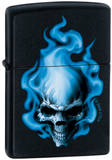 CT Blue Flame Skull - Black Matte Zippo Lighter Lighter