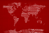 Map of the World from Old Sheet Music Stretched Canvas Print by Michael Tompsett