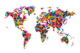 Love Hearts Map of the World Stretched Canvas Print by Michael Tompsett