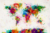 Planisphère par projection de peinture en couleur Reproduction transférée sur toile par Michael Tompsett