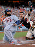 San Francisco, CA - Oct 25: San Francisco Giants v Detroit Tigers - Buster Posey and Prince Fielder Photographie par Doug Pensinger