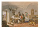 Peasants Playing Cards, 1860 Giclee Print by Lorenzo Il Quaglio