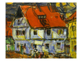 Blue House with Red Roof Giclee Print by Christian Rohlfs