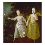 The Painter's Daughters Chasing a Butterfly. Probably About 1756 Giclee Print by Thomas Gainsborough