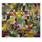 Landscape with Yellow Steeple, 1920 Reproduction procédé giclée par Paul Klee